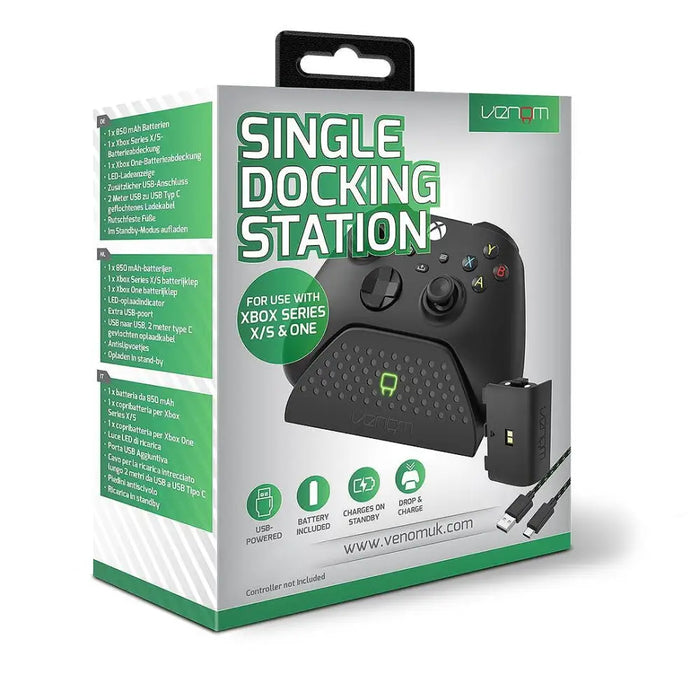 Single Charging Dock for Xbox Series X/S/One with Venom Battery Black VS2880 - Плеър DVD<<<Конзоли и аксесоари<<<ТВ