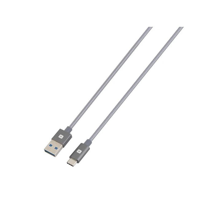 Cable Skross, USB-A - USB-C, Metal braid, 1.20 m, Grey