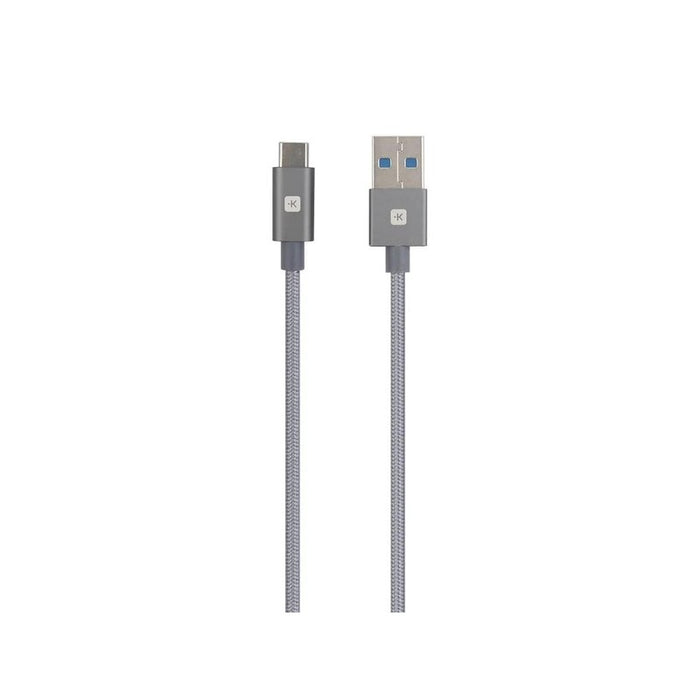 Cable Skross, USB-A - USB-C, Metal braid, 1.20 m, Grey