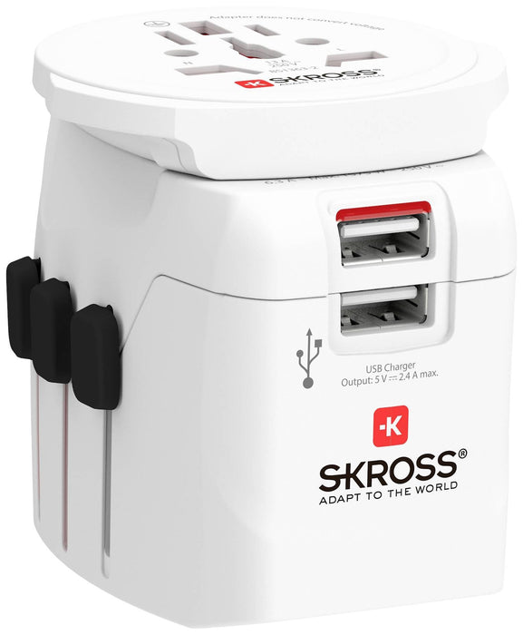 Adapter SKROSS PRO Light, 2 x USB-A, World, White