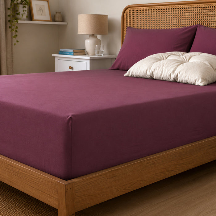 SLEEPFORIA FITTED SHEET FOR MATTRESS 160X200 CM BURGUNDY