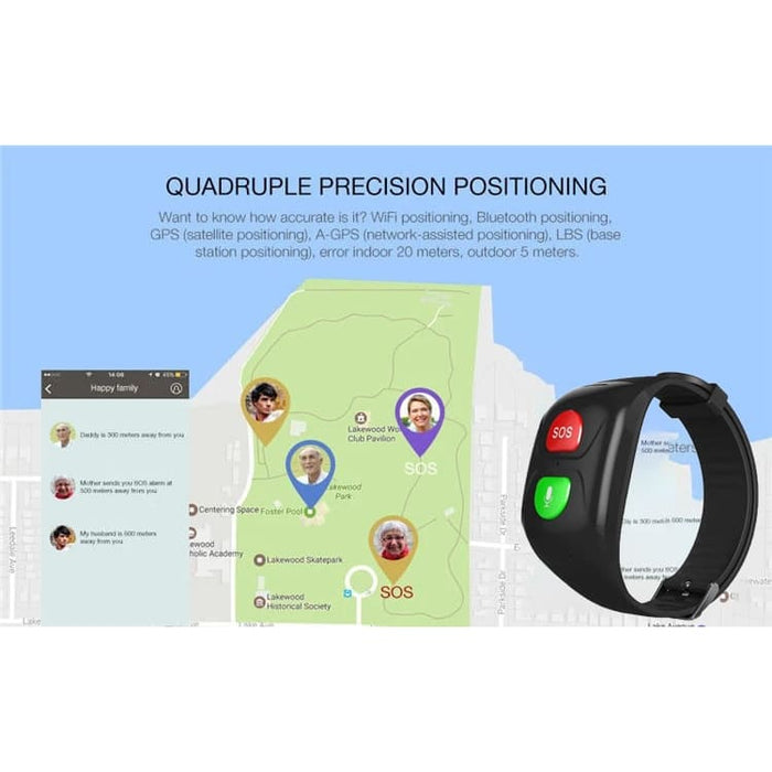 Smart bracelet remote monitoring of health indicators adults and children Vektros VS18, GPS tracking, SIM card, SOS button and call, pulse, blood pressure, alarm falling