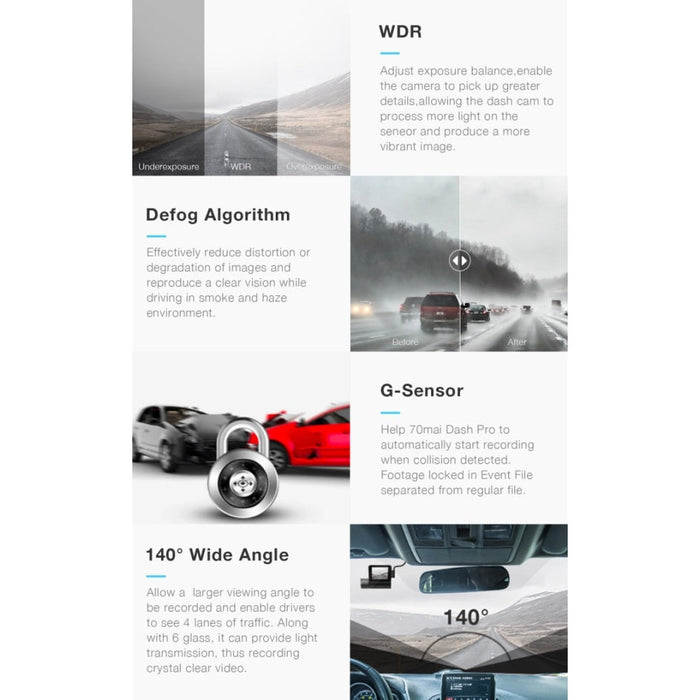 Smart recorders Xiaomi 70mai Pro WiFi GPS module voice commands and real-time monitoring - DVR Camcorders