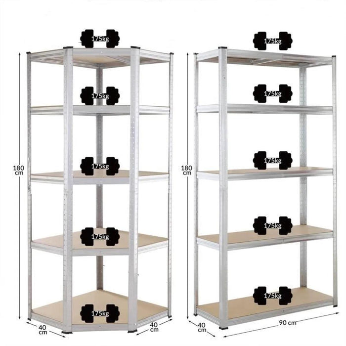 CORNER METAL RACK 180X90X40CM 5X175KG
