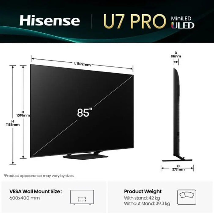 Smart TV Hisense 85U7Q PRO 85’’ 4K Ultra HD LED HDR - Електроника Телевизори<<<Компютри|
