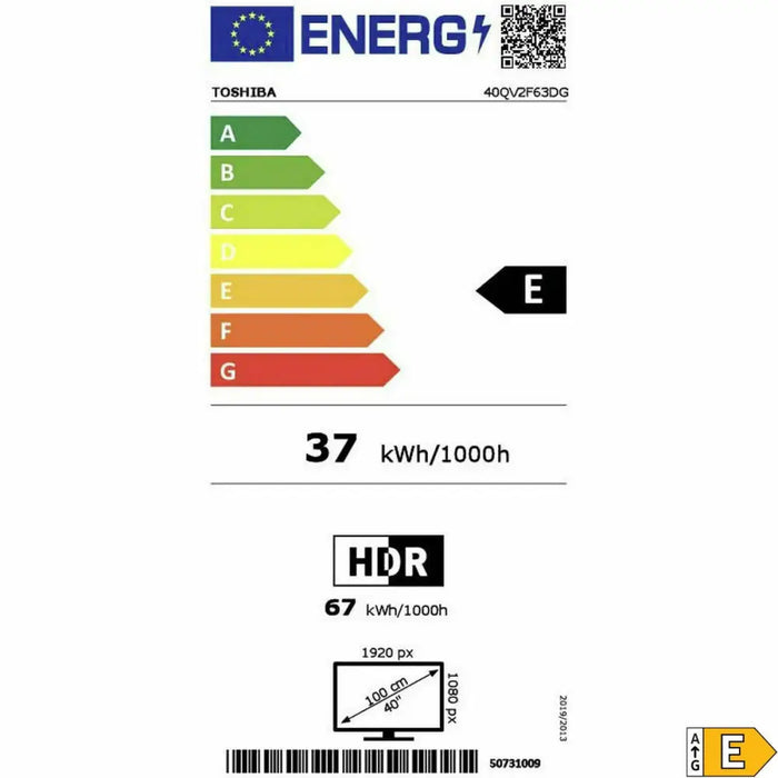 Smart TV Toshiba 40QV2F63DG Full HD 40’’ LED HDR HDR10+ D-LED HDR10 DVB-T2 400 Hz PQI QLED - Електроника