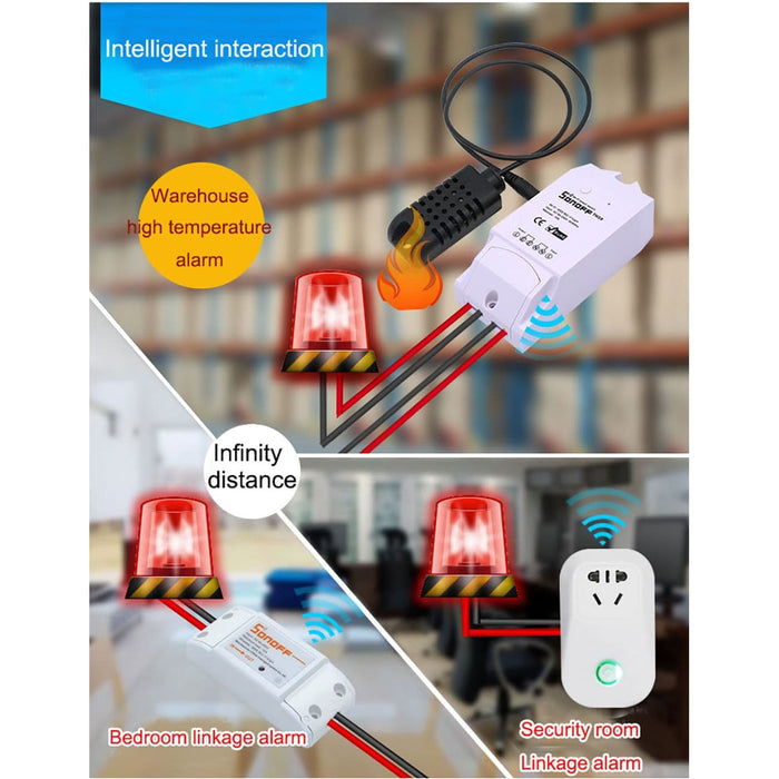 Smart Wi-Fi switch Sonoff TH16, 16A 2200W, with a sensor for temperature and humidity