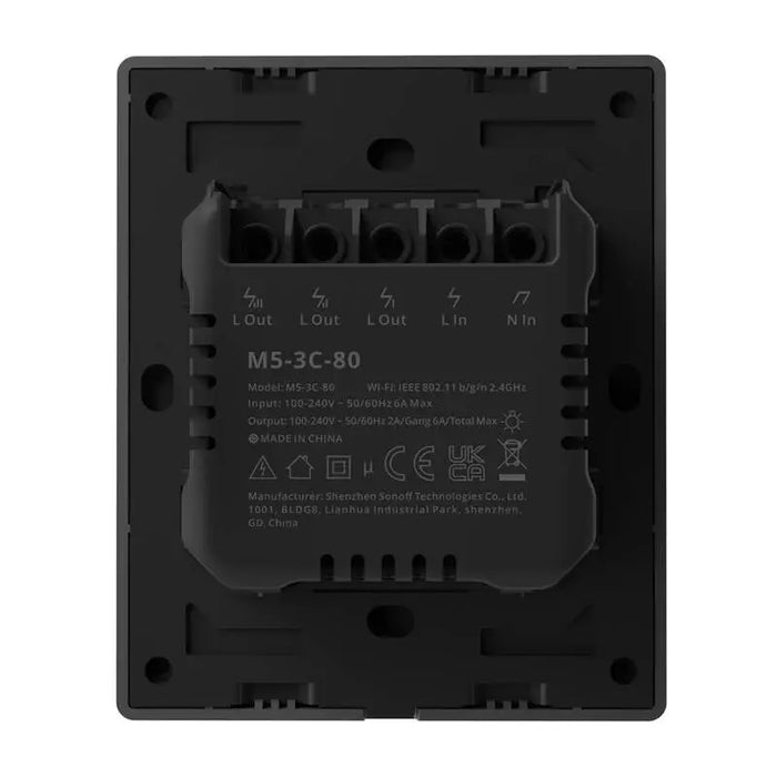 Smart WiFi wall switch SONOFF M5-3C-80 (3-channel for frame graphite) - Switches<<<Control devices<<<Smart