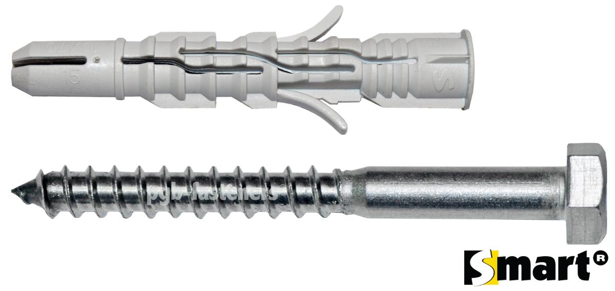 UNIVERSAL DOWEL WITH SCREW F10X50MM 5 PCS SMART