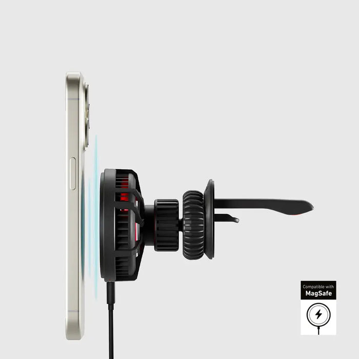 Smartphone holder with inductive charger SBS TESUPFANWIR15W 15W for air vent with cooling - black - Cell phone