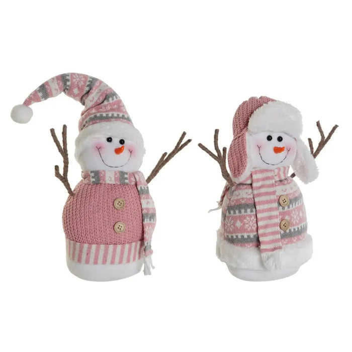 Snow Doll DKD Home Decor White Brown Pink 30 x 16 x 33 cm (2 Units) - Коледни украси<<<Декорация и Осветление<<<Дом