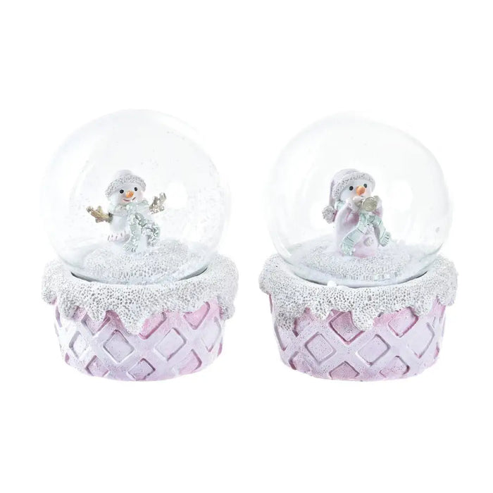 Snow Doll DKD Home Decor White Pink 7 x 7 x 9 cm (2 Units) - Декорация и Осветление<<<Дом Градина<<<BigBuy&&&Коледни
