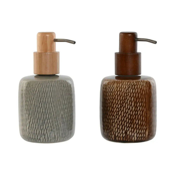 Soap Dispenser Home ESPRIT Brown Grey Polyethylene Stoneware 8,5 X 8,5 X 16 cm (2 Units) - Баня<<<Дом