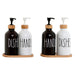 Soap Dispenser Home ESPRIT White Black Bamboo Crystal 350 ml 15,5 x 8 x 19 cm (2 Units) - Баня<<<Дом