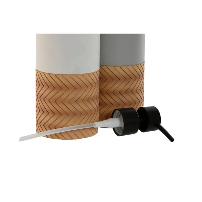 Soap Dispenser Home ESPRIT White Grey Natural Resin Polyethylene 7,5 x 7,5 x 18,5 cm (2 Units) - Баня<<<Дом