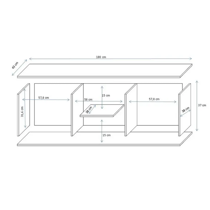 SOHO 1 furniture set (RTV180 cabinet + S1 cabinet + shelves) Black/Black gloss - Modern wall unitsMES-NOW<<<Wall