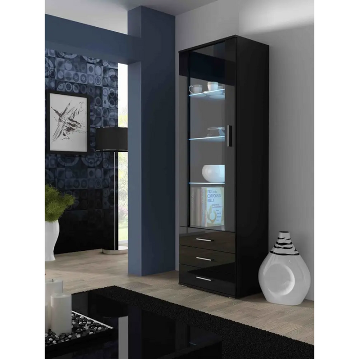 SOHO 1 furniture set (RTV180 cabinet + S1 cabinet + shelves) Black/Black gloss - Modern wall unitsMES-NOW<<<Wall