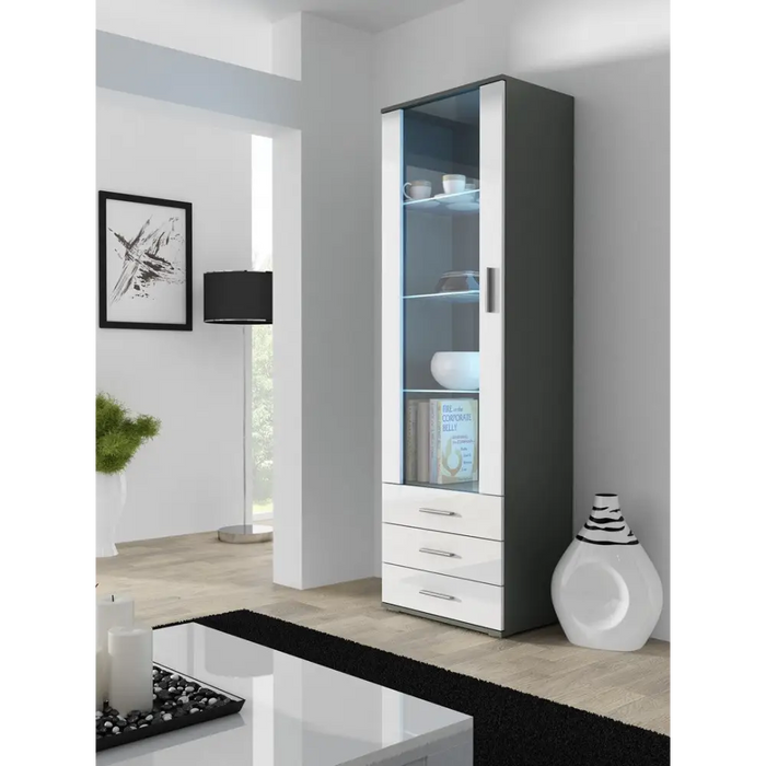 SOHO 1 set (RTV180 cabinet + S1 cabinet + shelves) Gloss grey/white - Modern wall unitsMES-NOW<<<Wall