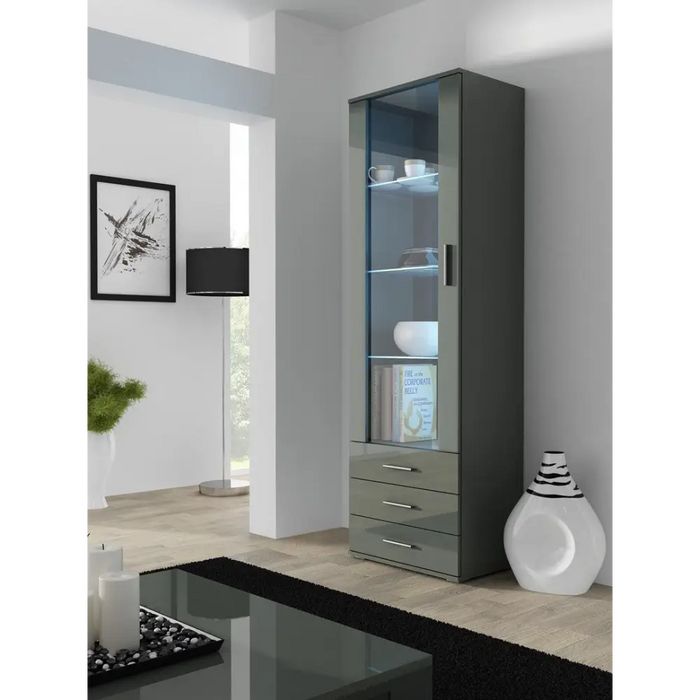 SOHO 1 set (RTV180 cabinet + S1 cabinet + shelves) Grey/Gloss grey - Modern wall unitsMES-NOW<<<Wall UnitsMES<<<ActionPL