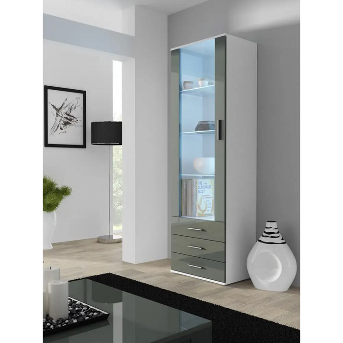 SOHO 4 set (RTV180 cabinet + 2x S1 cabinet + shelves) White/Grey gloss - Modern wall unitsMES-NOW<<<Wall