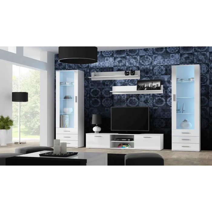SOHO 4 set (RTV180 cabinet + 2x S1 cabinet + shelves) White/White glossy - Modern wall unitsMES-NOW<<<Wall