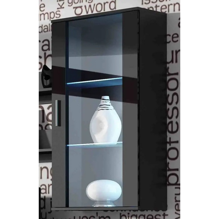 SOHO 5 set (RTV180 cabinet + Wall unit + shelves) Black/Black gloss - Modern wall unitsMES-NOW<<<Wall