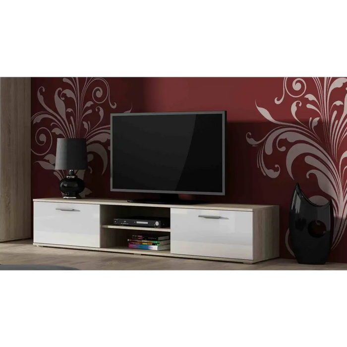 SOHO 5 set (RTV180 cabinet + wall unit + shelves) Sonoma oak / glossy white - Modern wall unitsMES-NOW<<<Wall
