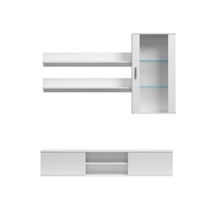 SOHO 5 set (RTV180 cabinet + Wall unit + shelves) White/White glossy - Modern wall unitsMES-NOW<<<Wall