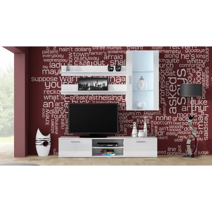 SOHO 5 set (RTV180 cabinet + Wall unit + shelves) White/White glossy - Modern wall unitsMES-NOW<<<Wall