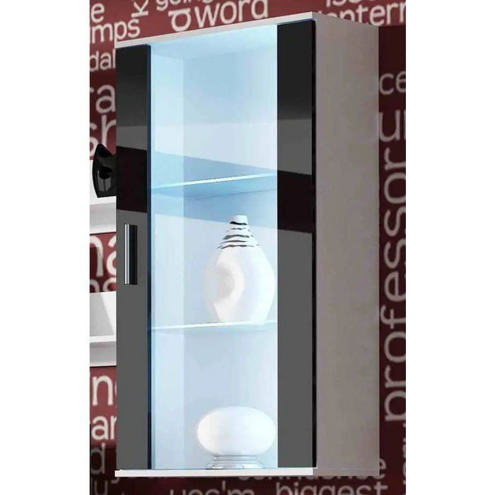 SOHO 5 set (TV180 cabinet + Wall unit + shelves) White/Black gloss - Modern wall unitsMES-NOW<<<Wall UnitsMES<<<ActionPL