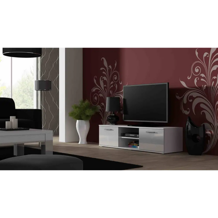SOHO 7 set (RTV140 cabinet + S1 cabinet + shelves) White / White glossy - Modern wall unitsMES-NOW<<<Wall