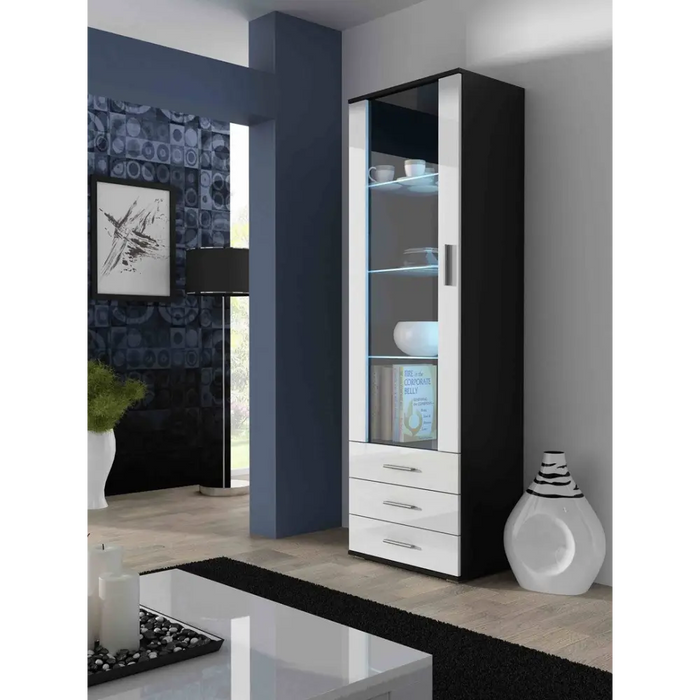 SOHO 7 set (RTV140 + S1 cabinet + shelves) Black / White gloss - Modern wall unitsMES-NOW<<<Wall UnitsMES<<<ActionPL