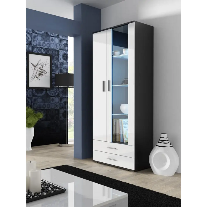 SOHO 8 set (TV180 cabinet + S6 + shelves) Black / White gloss - Modern wall unitsMES-NOW<<<Wall UnitsMES<<<ActionPL