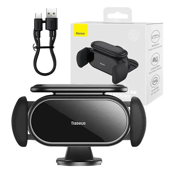 Solar Electric Car Phone Holder Baseus Steel Cannon Pro (Black) - Phone holders<<<Car accessories<<<InnproXML&&&Car