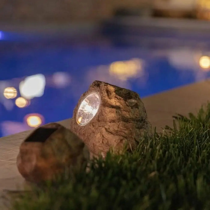 Solar lamp Lumisky ROCKY BROWN Grey (3 Units) (3 Pieces) - Декорация и Осветление<<<Дом Градина<<<BigBuy&&&Соларно