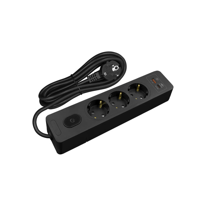 SPLITTER 3 SOCKETS USB-A AND USB-C 1.5M CABLE BLACK WITH SONEX KEY