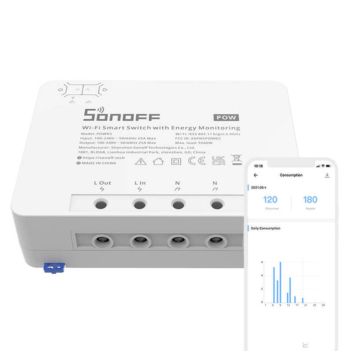 Sonoff POWR3 smart WiFi switch with current measurement function