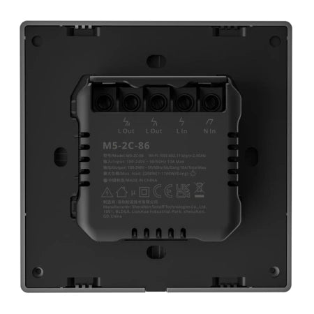 Sonoff M5 2C Smart WiFi Wall Switch, Gray (2-Channel)