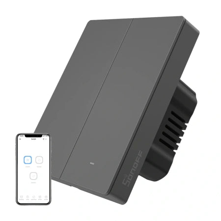 Smart WiFi wall switch SONOFF M5-2C-80 (2-channel, for frame, graphite)