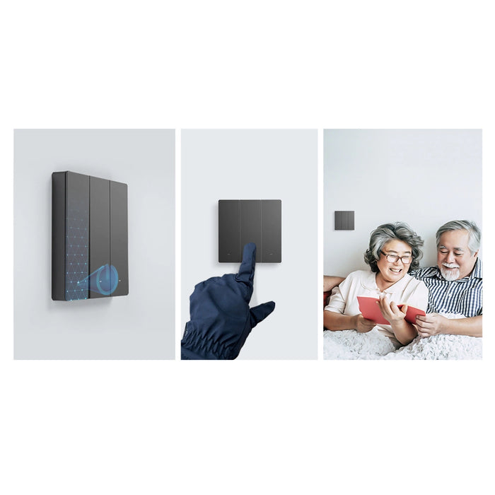 SONOFF M5-3C-80 Smart WiFi Wall Switch (3-channel, flush-mount, graphite)