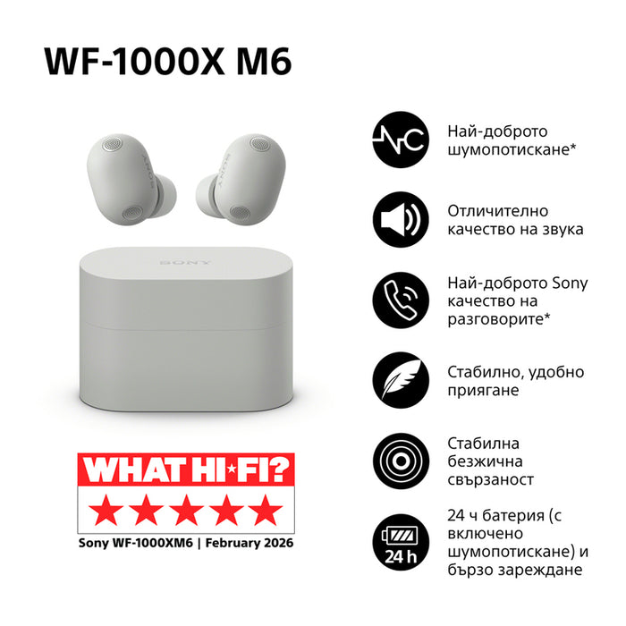 True wireless headphones SONY WF1000XM6S WITH ANC WIRELESS, GREY