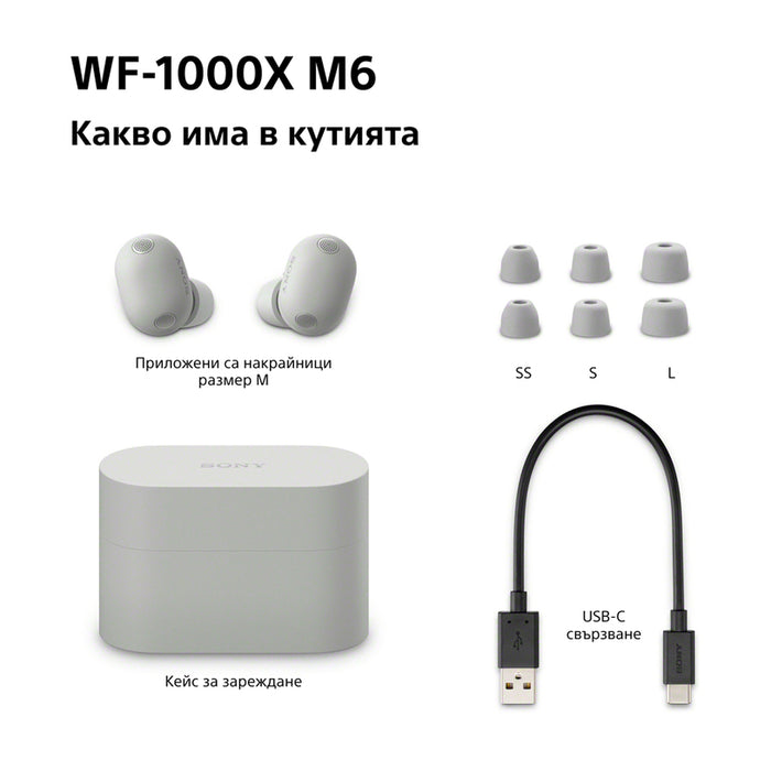 True wireless headphones SONY WF1000XM6S WITH ANC WIRELESS, GREY