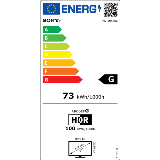 TV SONY Bravia KD50X80LAEP, 50", X80L, 4K Ultra HD, HDR, Smart TV(Google TV)