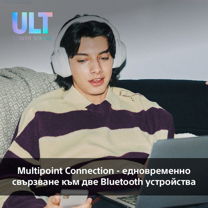 Sony WHULT900 ULT WEAR Bluetooth Wireless In-Ear Headphones, BT 5.0, TWS, Noise Cancelling, White EU