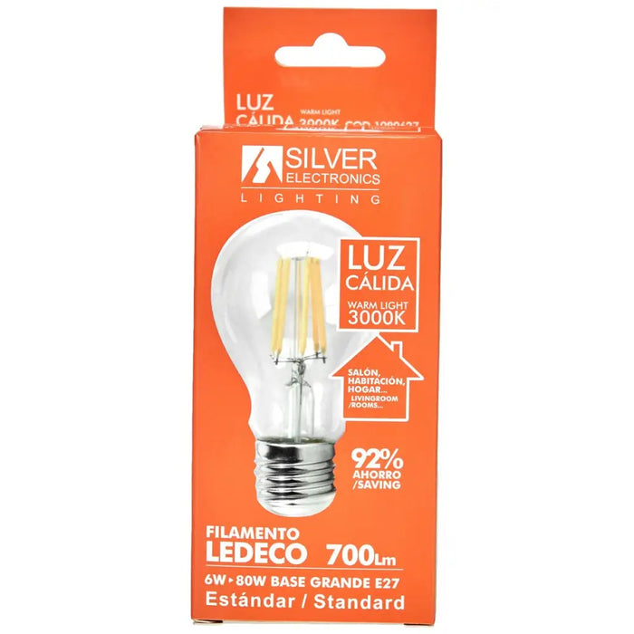 Spherical LED Light Bulb Silver Electronics 1980627 E27 6W 3000K A++ (Warm light) - Декорация и Осветление<<<Дом