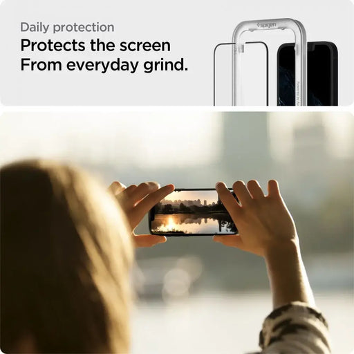 Spigen ALM Glass FC Tempered Glass for iPhone 13 / 13 Pro / 14 / 16e - Black 2 pcs. - Cell phone tempered