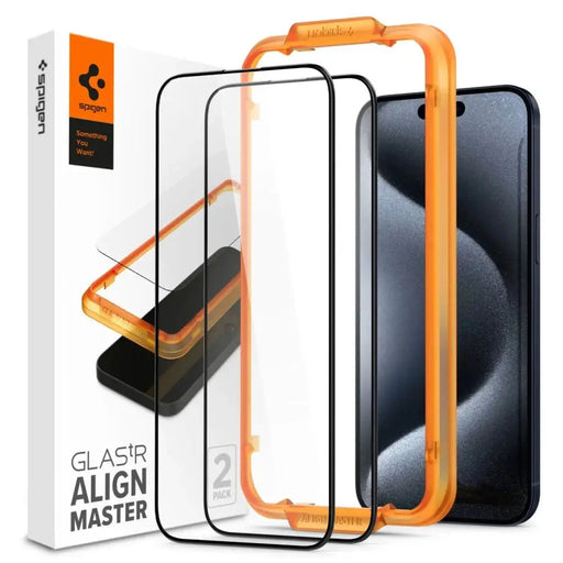 Spigen ALM Glass FC Tempered Glass for iPhone 15 Pro - Black 2 pcs. - Cell phone tempered glass<<<HurtelXML