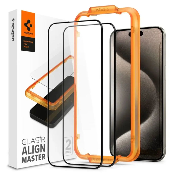 Spigen ALM Glass FC Tempered Glass for iPhone 15 Pro Max - Black 2 pcs. - Cell phone tempered glass<<<HurtelXML