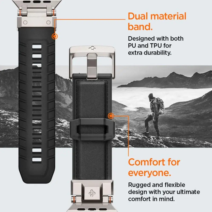Spigen Durapro Armor PU Strap for Apple Watch 4/5/6/7/8/9/SE/Ultra 1/2 (42 / 44 / 45 / 49 mm) - Black - Other cell