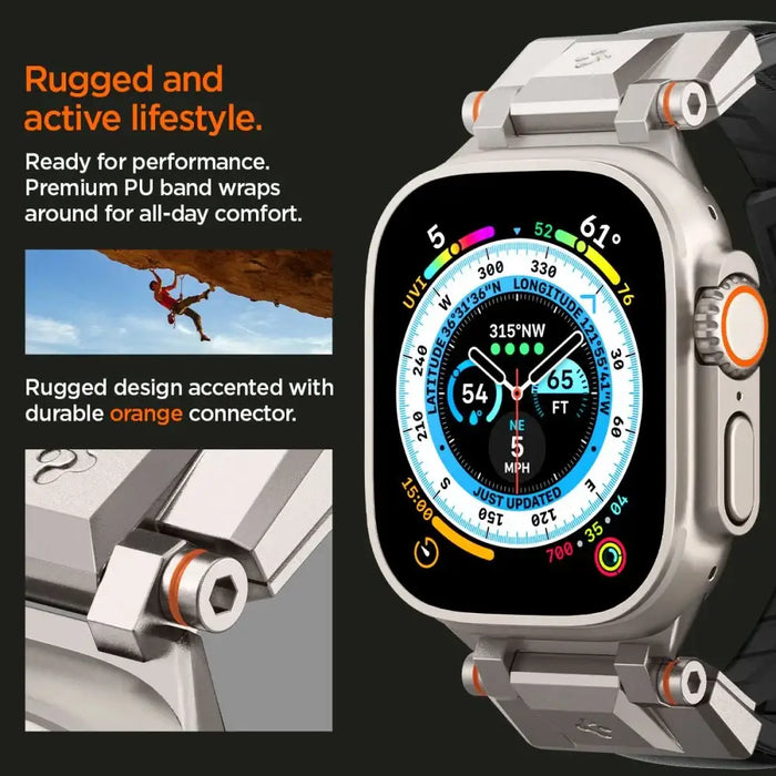 Spigen Durapro Armor PU Strap for Apple Watch 4/5/6/7/8/9/SE/Ultra 1/2 (42 / 44 / 45 / 49 mm) - Black - Other cell